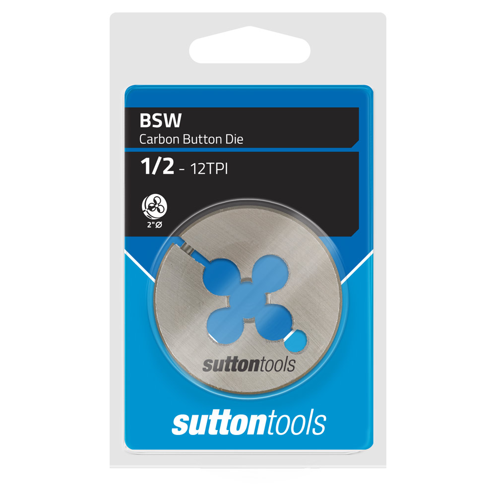 BUTTON DIE CARDED CHROME BSW 1 INCH X 2 INCH O.D - SUTTON 